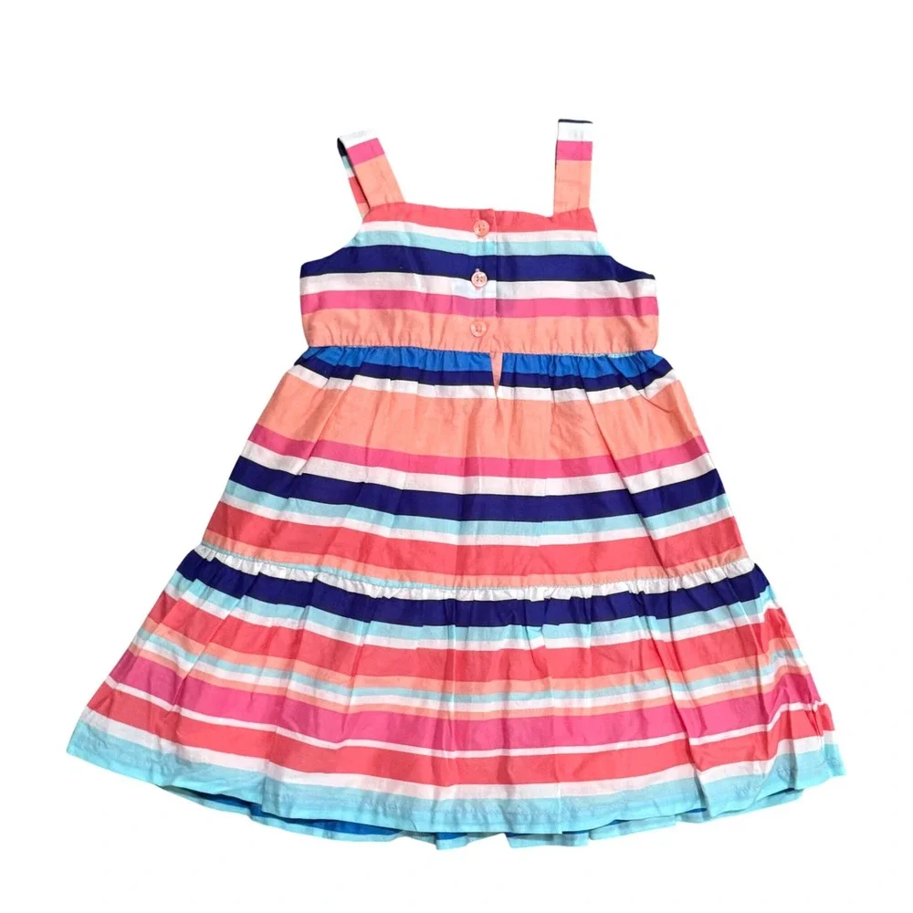 Gymboree Girls Multi Color Striped Tiered Sun Dress with Diaper Cover 6-12M NWT